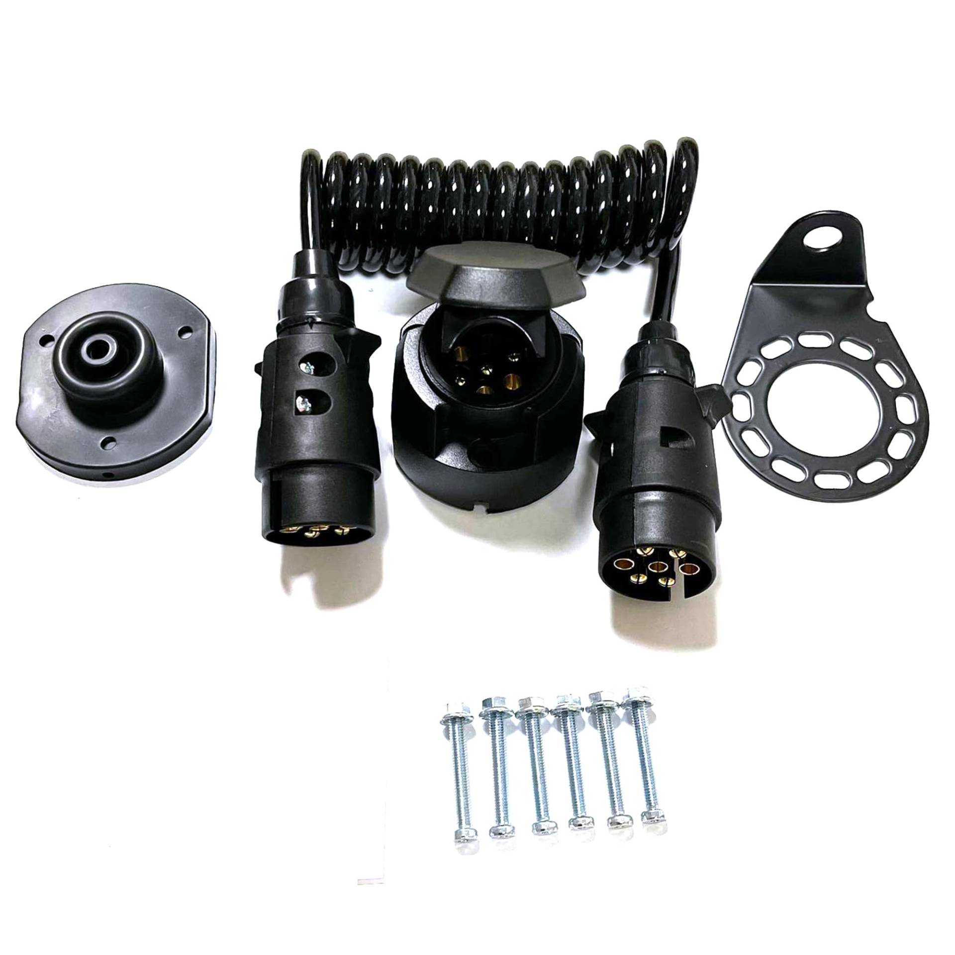 JVJ Anhänger Adapter 7 auf 7 Polig Poliger Verlängerung Kabel Spiralkabel 2.0m mit 7 Polige Anhänger Stecker Steckdose und Halterung Auto Anhänger für Wohnwagen Wohnmobil JVJ Anhänger Adapter 7 auf 7 Polig Poliger Verlängerung Kabel Spiralkabel 2.0m mit 7 Polige Anhänger Stecker Steckdose und Halterung Auto Anhänger für Wohnwagen Wohnmobil von JVJ