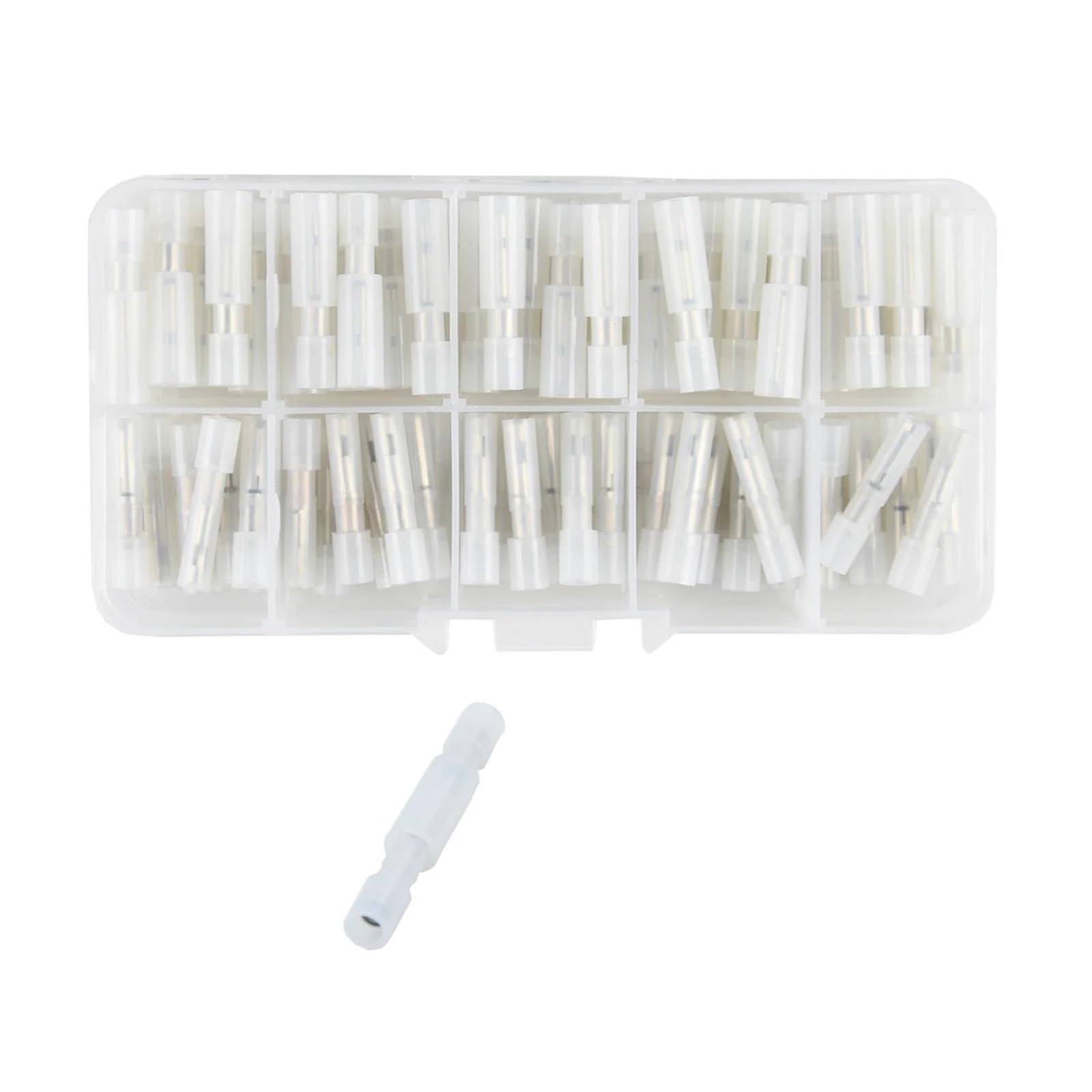 100PCS White Butt Connectors, Fully Insulated Male/Female Wire Connectors, Crimp Terminals 22-18AWG von JVNTOPIHW