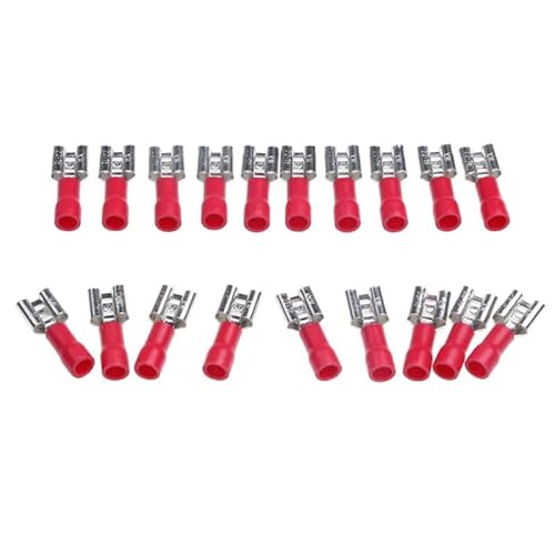 100Pcs 6.3mm Female Terminals Red Quick Spade Wire Connector Insulated Electrical Crimp Terminals Set Quick Disconnects 22-18AWG von JVNTOPIHW
