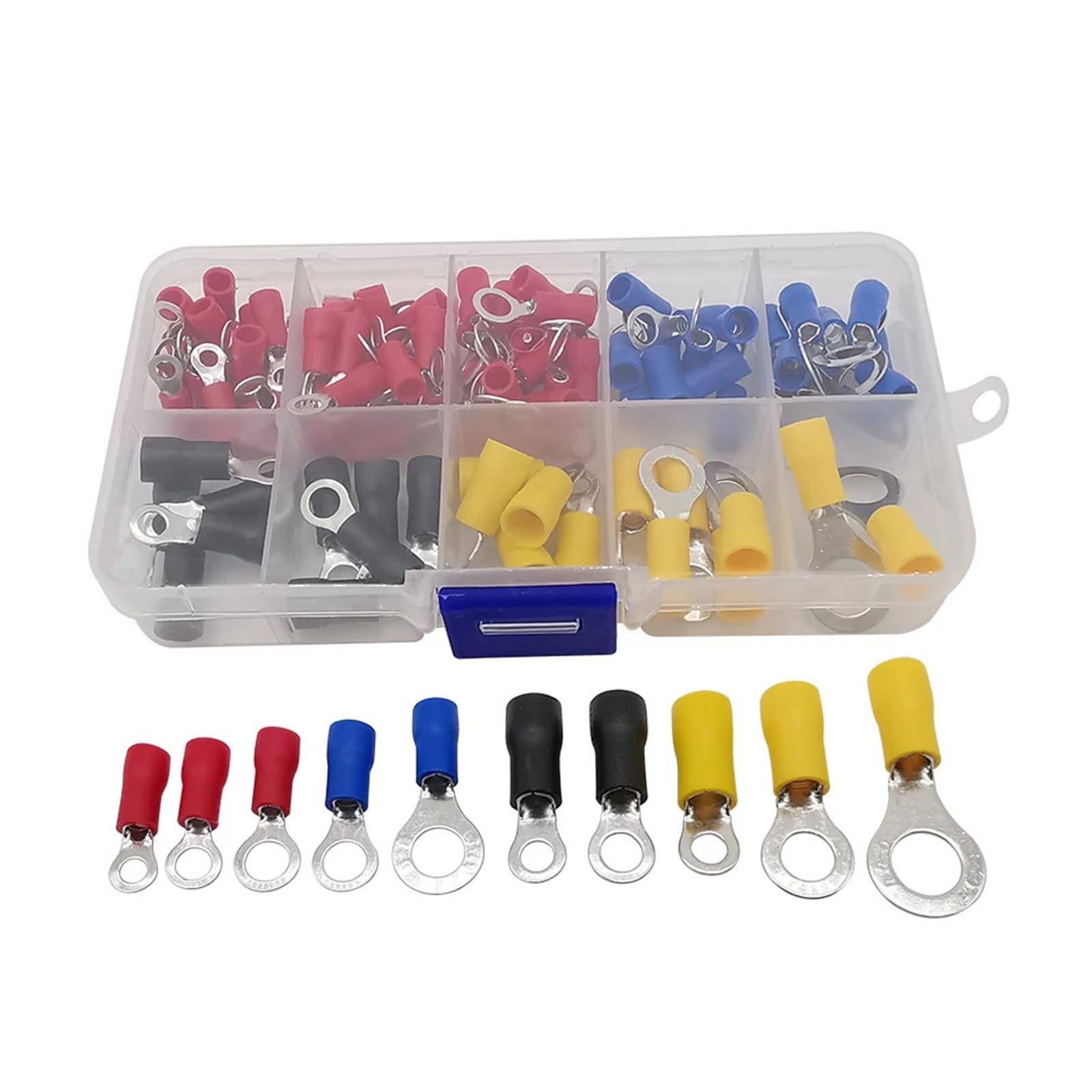 102Pcs/Box RV Ring Terminal Electrical Crimp Connector Set Insulated Cold Pressed Terminal End Butt Assortment Kit With Box von JVNTOPIHW