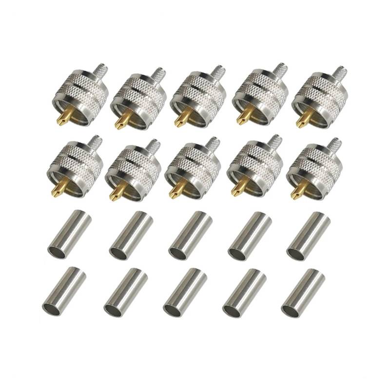 10PCS Male Pigital UHF Connector UHF PL259 Adapter Crimp for RF Coaxial Cable Wiring RG58 LMR195 RG400 Screwed Coupling von JVNTOPIHW