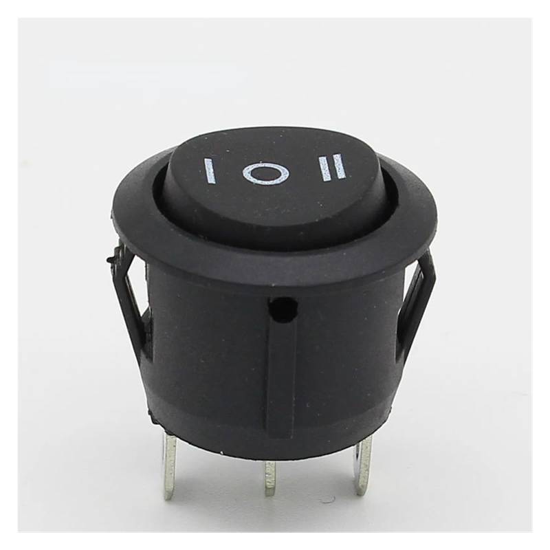 10Pcs 23mm Round Black 3 Pin 10A/125V 6A/250V AC 3 Position SPDT ON-OFF-ON Rocker Switch Snap-in von JVNTOPIHW