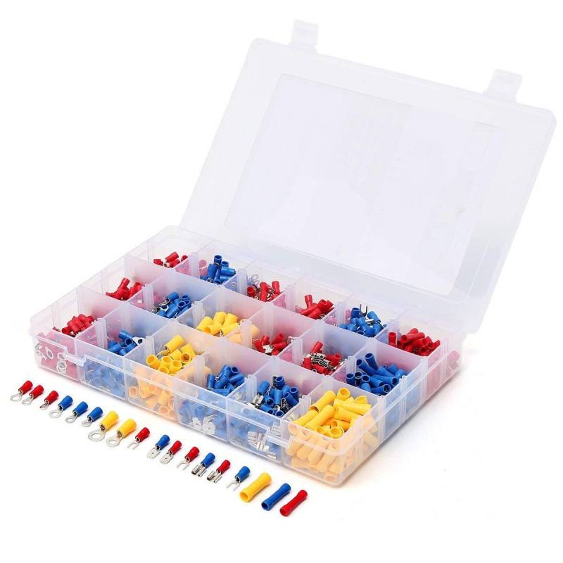 1200Pcs/Set Assorted Electrical Wire Crimp Terminals 22-10AWG Red Blue Yellow Insulated Spade Cable Connectors 0.5-4.0mm2 von JVNTOPIHW