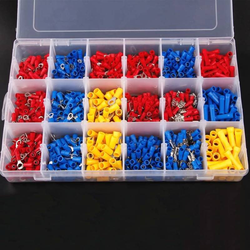 1200Pcs Assorted Insulated Spade Cable Connector Crimp Electrical Wire Terminal Set Red Blue Yellow von JVNTOPIHW