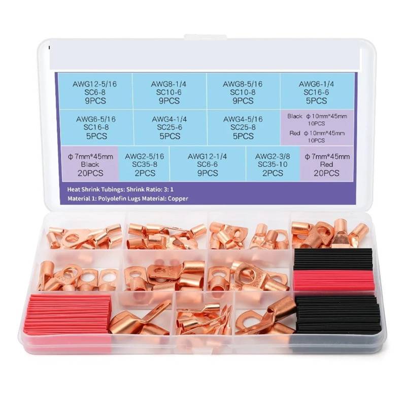 120CPS assortment Auto Ring Copper Terminal Wire Crimp Connector Cable Terminals Battery Soldered Connector Kits von JVNTOPIHW