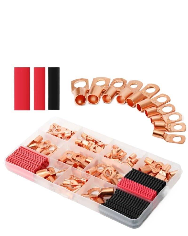 120pcs SC Terminals lug Tinned Copper Tube Lug Ring Seal Battery Wire Connectors Cable Crimped Soldered Terminal Kit von JVNTOPIHW