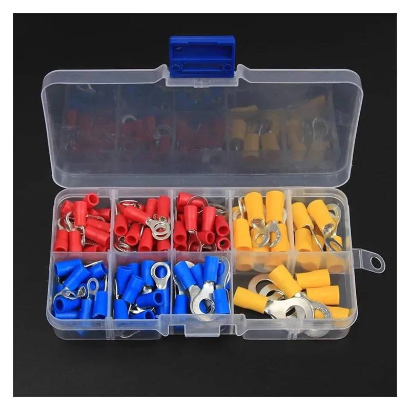 128Pcs Insulated Ring Terminal Crimp Connector Kit Ring Cable Wire Connectors Cord Pin End Butt Terminals RV1.25 RV2 RV5.5 von JVNTOPIHW