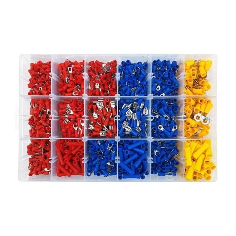 1300PCS Insulated Cable Connector Electrical Wire Crimp Spade Butt Ring Fork Set Ring Lugs Rolled Terminals Assorted Kit von JVNTOPIHW