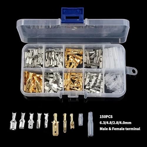 150pcs Insulated Male Female Wire Connector 2.8/4.8/6.3mm Electrical Crimp Terminals Spade Connectors Assorted Kit von JVNTOPIHW