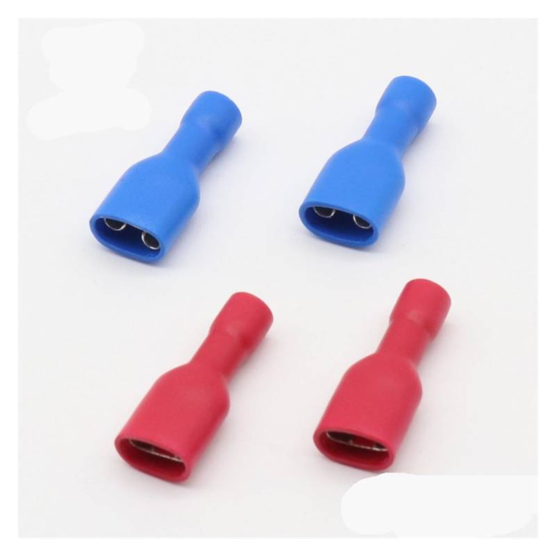 200pcs Fully Insulated Splice Wire Cable Connector 6.3mm Crimp Electrical Terminals 100 Red 100 Blue Kit Set von JVNTOPIHW