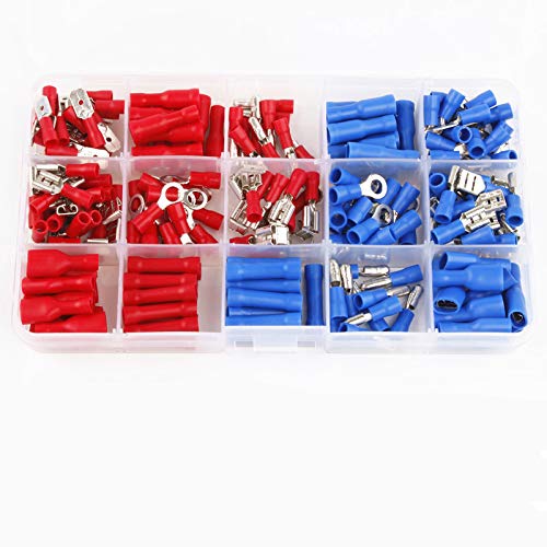 200pcs Male Female Spade Crimp Terminal Assortment Insulated Electrical Wire Terminals Crimp Connector Ring Lugs Rolled Kit von JVNTOPIHW