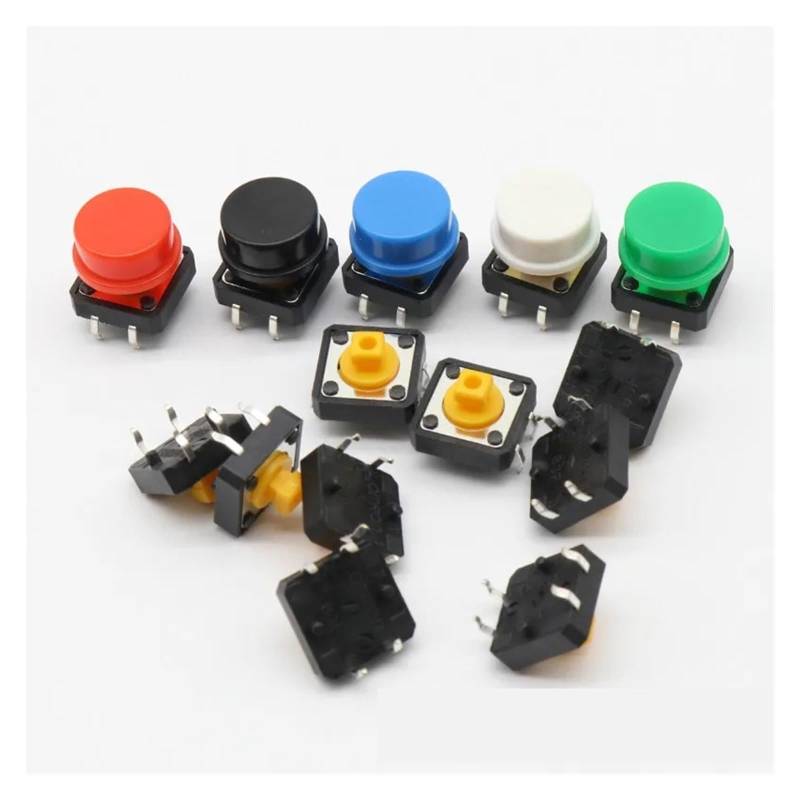 20PCS Tactile Push Button Switch Momentary 12 * 12 * 7.3MM switch button + (20PCS 5 colors Tact Cap) von JVNTOPIHW