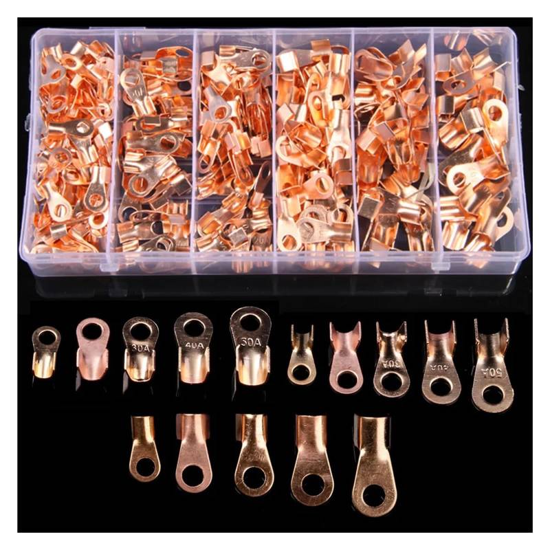 280PCS OT Type 10A 20A 30A 40A 50A Wire Terminals Red Copper Nose Lugs Crimp Open Mouth Cable Connector Splice von JVNTOPIHW
