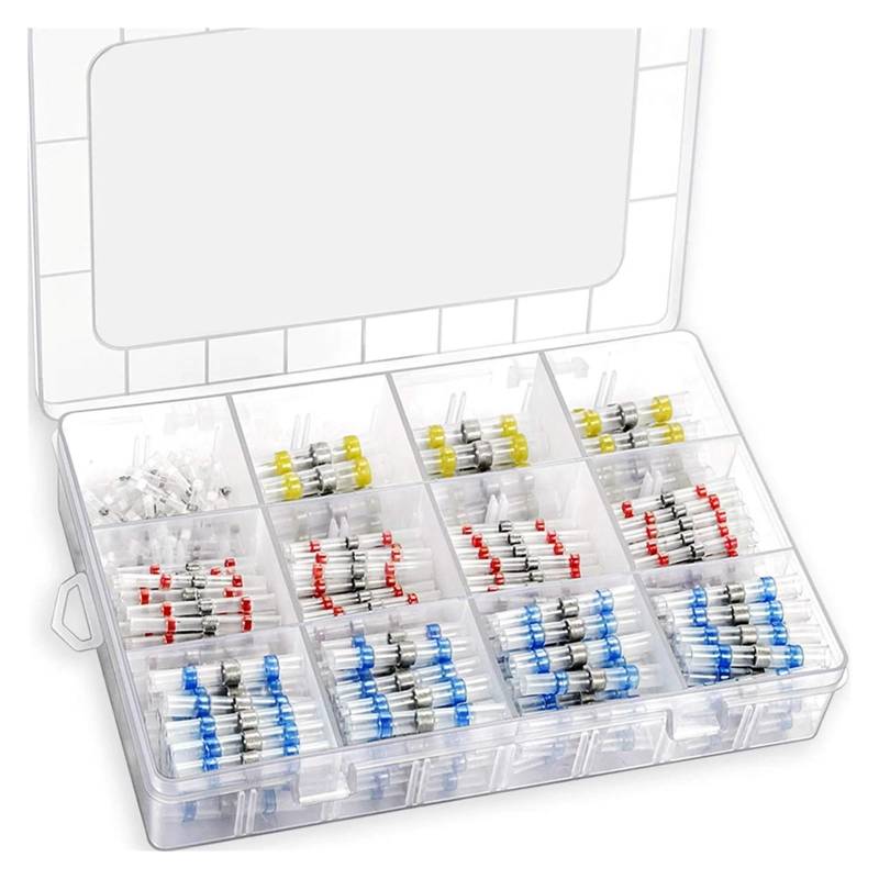 300PCS Assorted Insulated Heat Shrink Butt Electrical Wire Connectors Solder Sleeve Splice Terminals Kit AWG10-26 von JVNTOPIHW