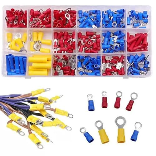 300pcs Insulated Cable Connector Electrical Wire Crimp Spade Butt Ring Fork Set Ring Lugs Rolled Terminals Assorted Kit von JVNTOPIHW