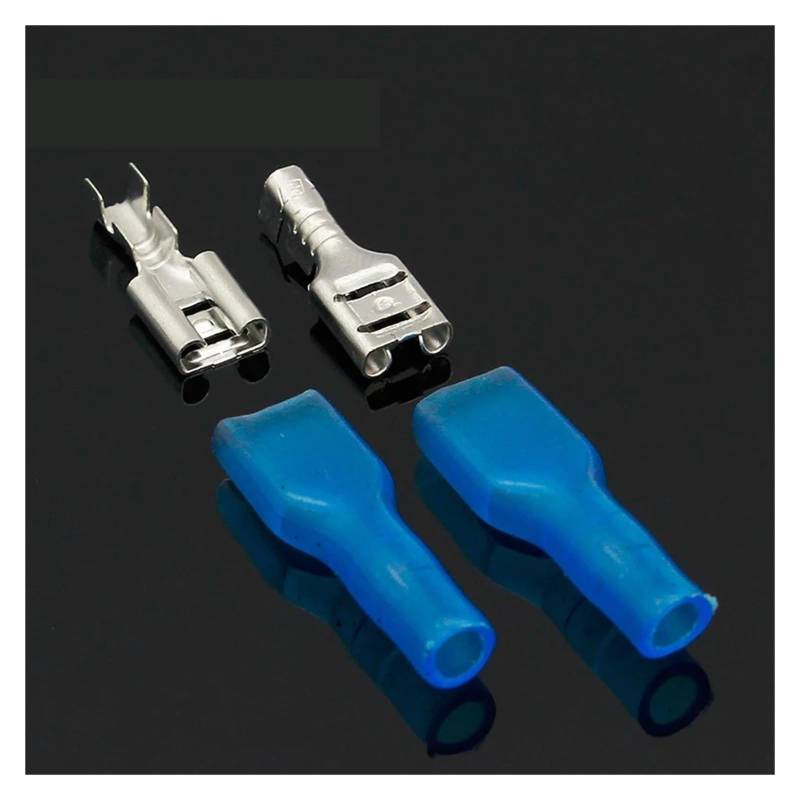 4.8mm Crimp Terminal 50 Female Spade Connector+ 50 Blue Case von JVNTOPIHW