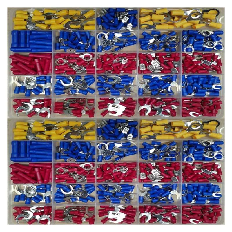500pcs Cold-pressed Terminal Spade Crimp Terminal Assorted Electrical Wire Cable Connector Insulated Ring Fork Butt Ring Lugs von JVNTOPIHW