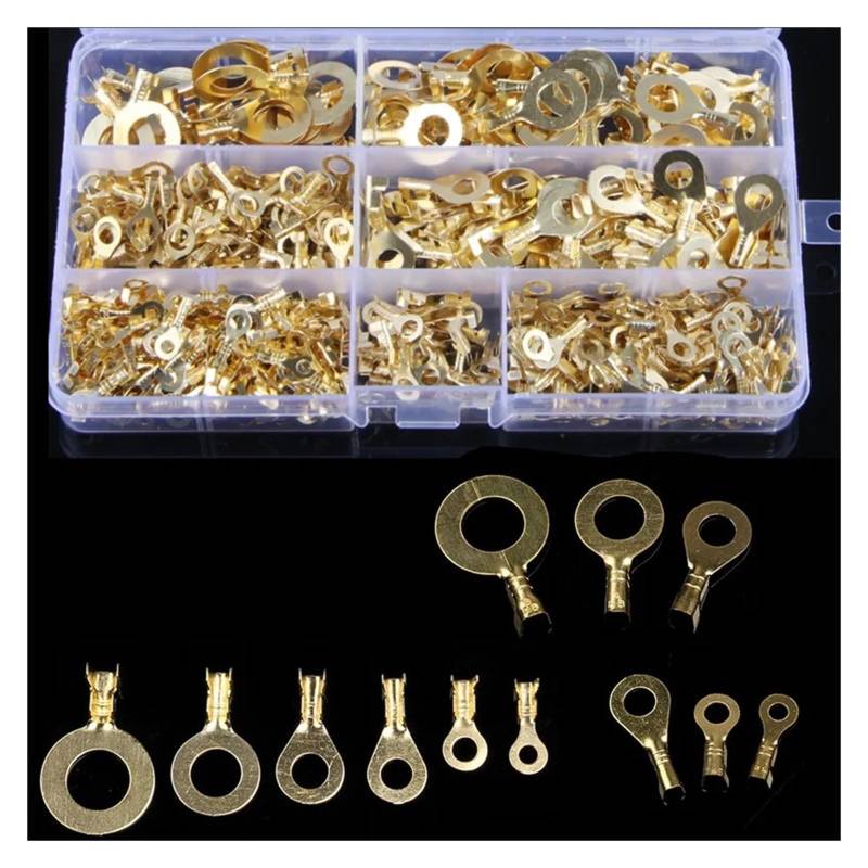 540PCS M3/M4/M5/M6/M8/M10 Ring Lugs Ring Eyes Copper Crimp Terminals Cable Lug Wire Connector Non-insulated Assortment Kit von JVNTOPIHW