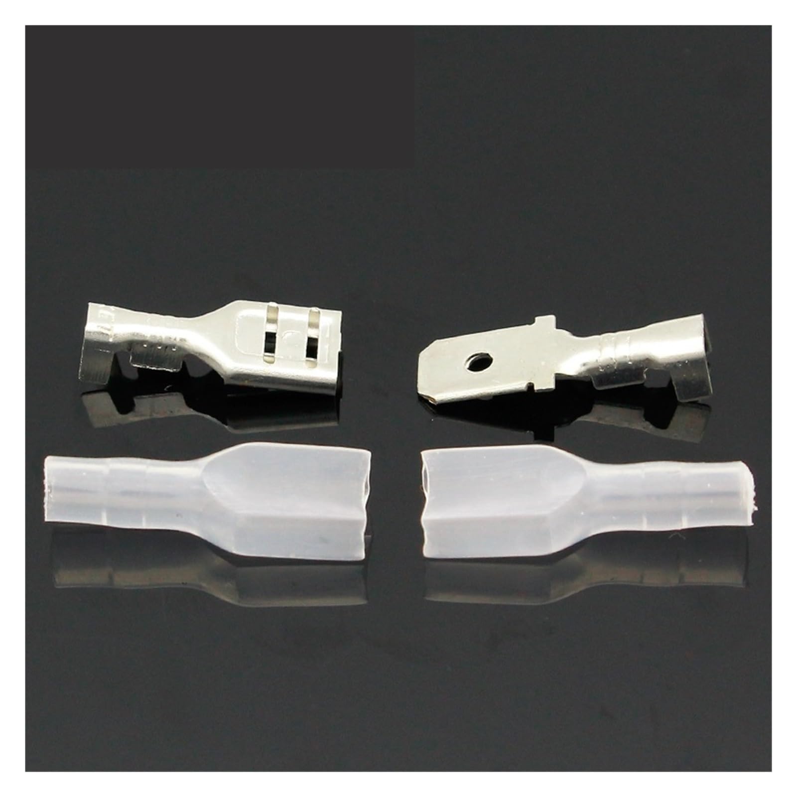 6.3mm 100 sets BRASS Crimp Terminal 100pcs Female Spade Connector + 100pcs Male Spade Connector+ 200pcs Case von JVNTOPIHW