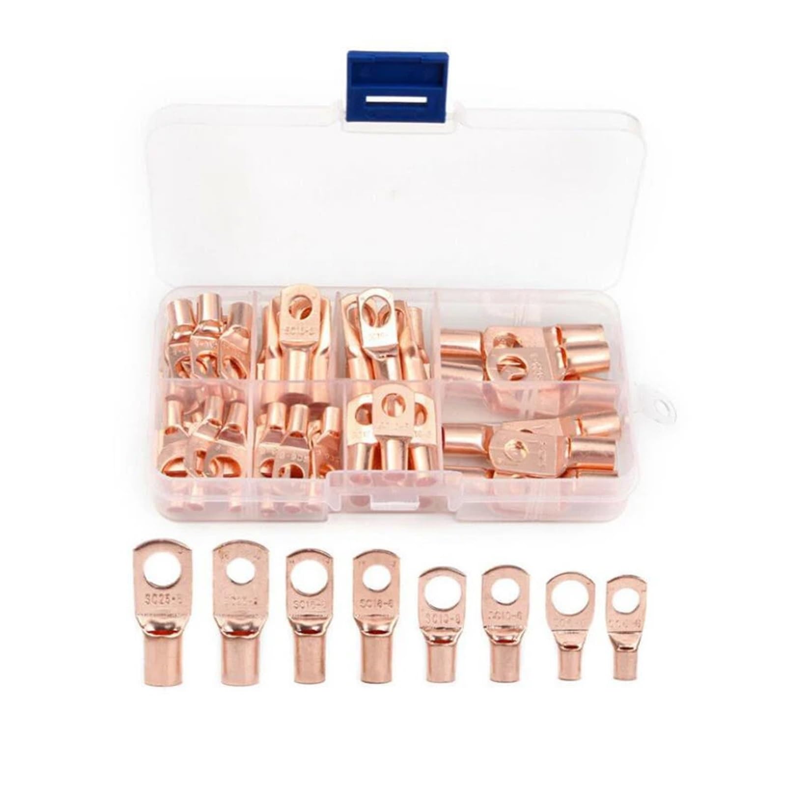 60pcs/box Electrical Wire Ring Connectors Assorted Car Copper Tube Lug Battery Starter Cable Welding Crimp Terminals Kit von JVNTOPIHW