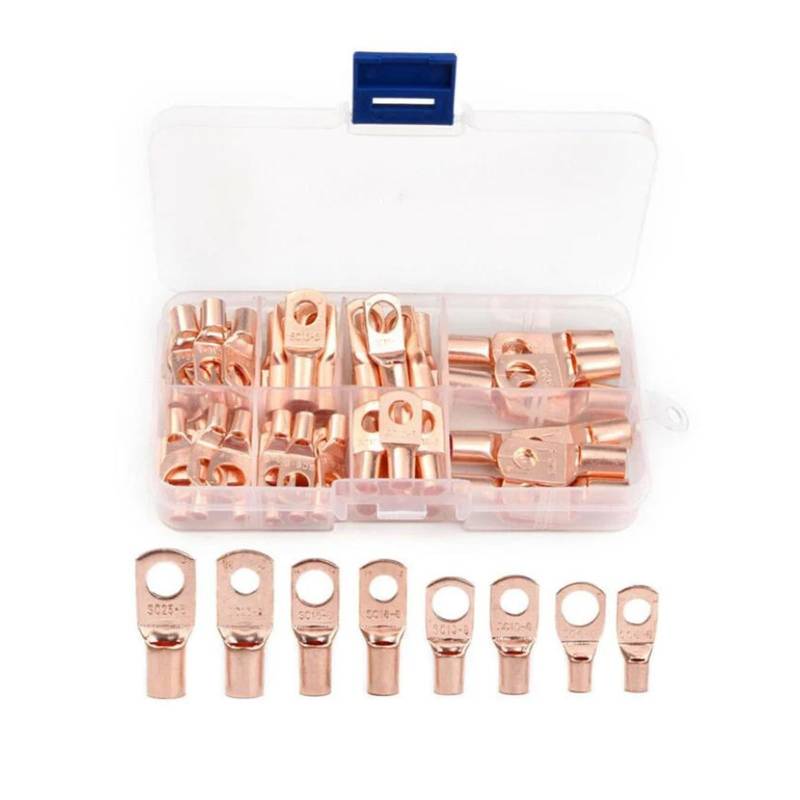 60pcs/box Electrical Wire Ring Connectors Assorted Car Copper Tube Lug Battery Starter Cable Welding Crimp Terminals Kit von JVNTOPIHW