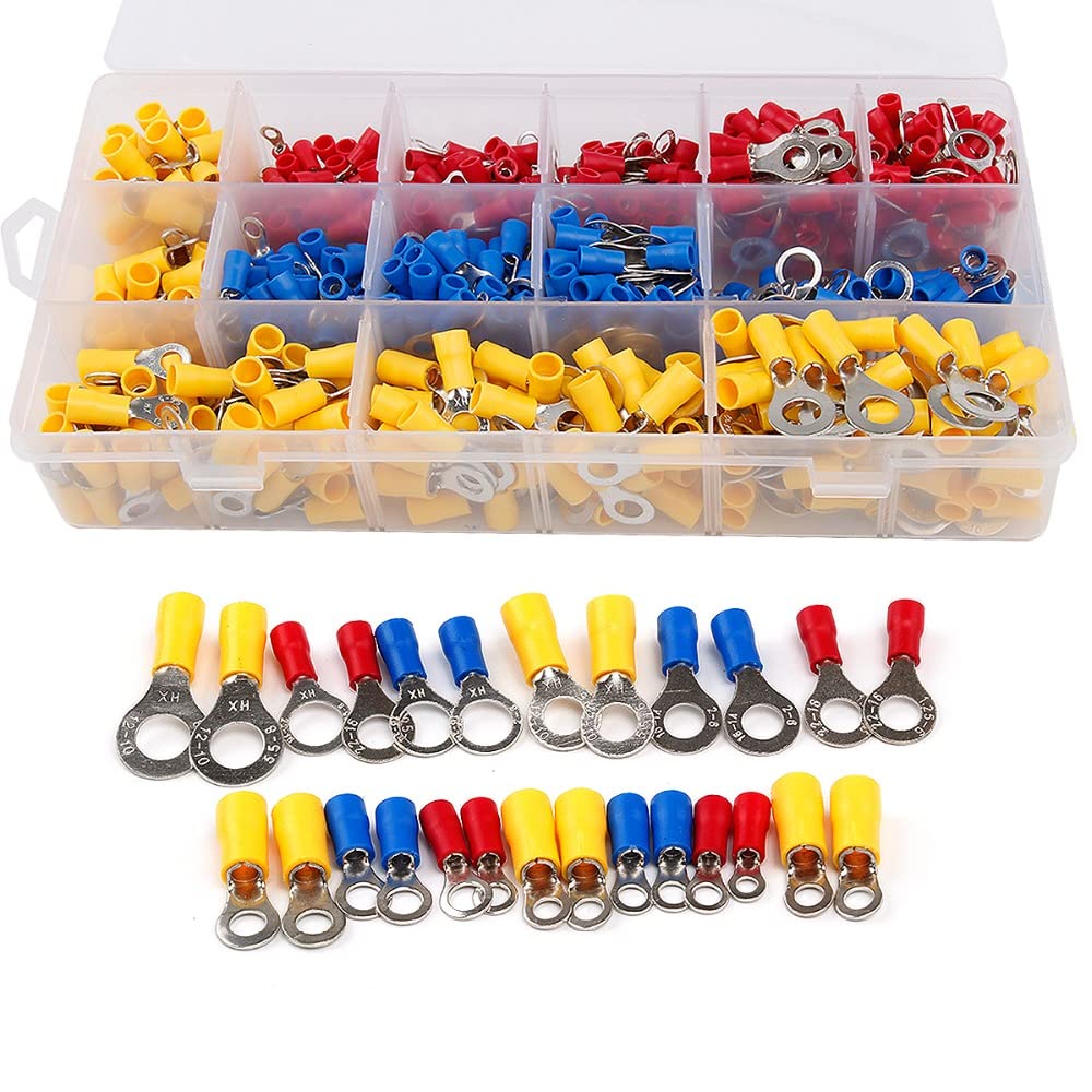 650Pcs Assorted Insulated Ring Crimp Terminal Electrical Wire Connector Set Red Blue Yellow von JVNTOPIHW