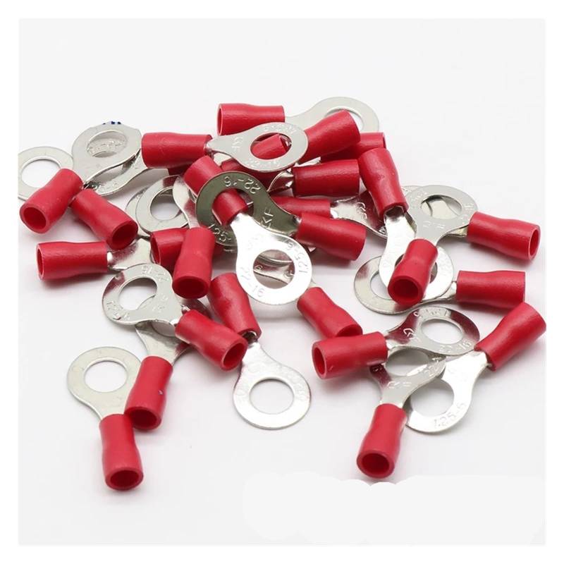RV1.25-6 Red 22-16 AWG 0.5-1.5mm2 Insulated Ring Terminal Connector Cable Wire Connector 100PCS/Pack RV1-6 RV von JVNTOPIHW