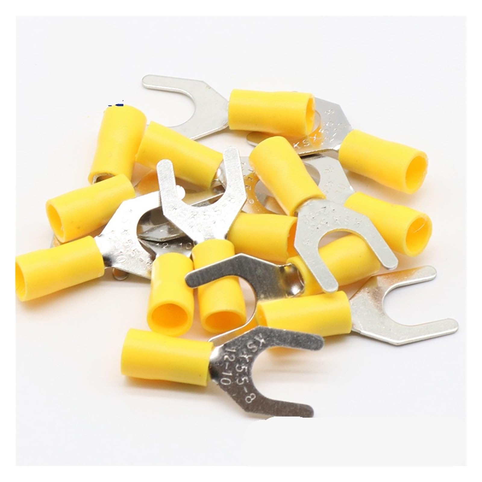 SV5.5-8 Yellow Terminal Cable Wire Connector 50PCS Insulated Fork Spade Crimp Connector Terminals Electrical Wiring SV5-8 SV von JVNTOPIHW