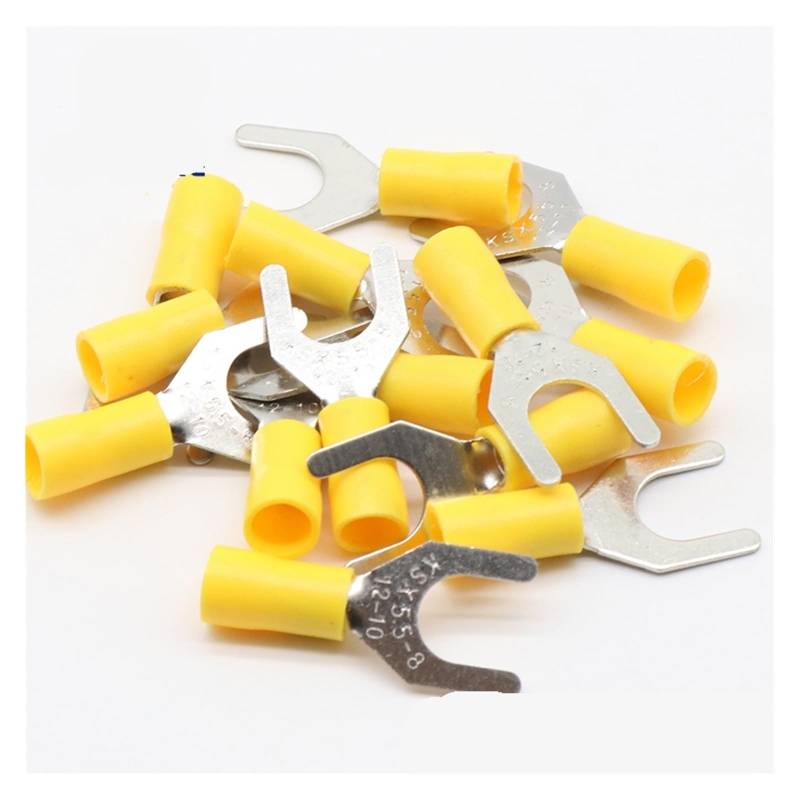 SV5.5-8 Yellow Terminal Cable Wire Connector 50PCS Insulated Fork Spade Crimp Connector Terminals Electrical Wiring SV5-8 SV von JVNTOPIHW