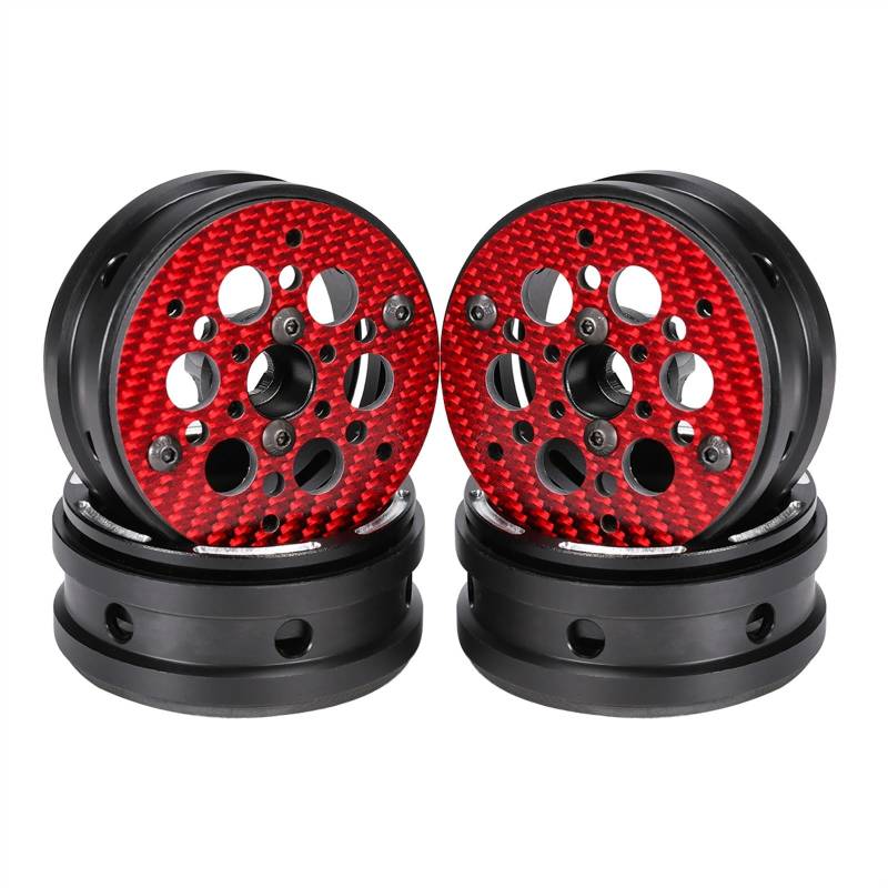 JVRWSC Für 1/10 RC Rig Crawler Für LCG Comp Builds Für Capra Für SCX10 Für TRX4 UGRC Für Chassis 1,9 Zoll Farbige Beadlock-Felgen 4 STK RC Spielzeugautoteile(Red,Type-C) von JVRWSC