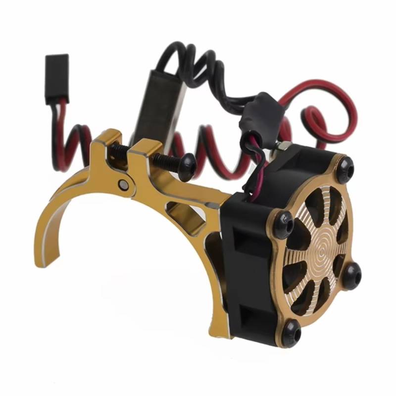 JVRWSC Für Axial Für Scx10 Für Traxxas Für Trx4 Für Tamiya 1/8 1/10 540 550 3650 3660 Motor Kühlkörper Lüfter Mit Thermische Sensor RC Spielzeugautoteile(Yellow) von JVRWSC