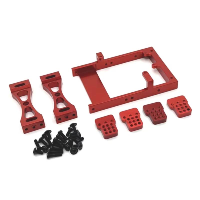 JVRWSC Für MN Für D90 D91 D96 MN98 MN99S 1/12 Metall Servo Halterung Strahl Querträger Shock Tower Set RC Auto Upgrade Teile Zubehör RC Spielzeugautoteile(Red) von JVRWSC