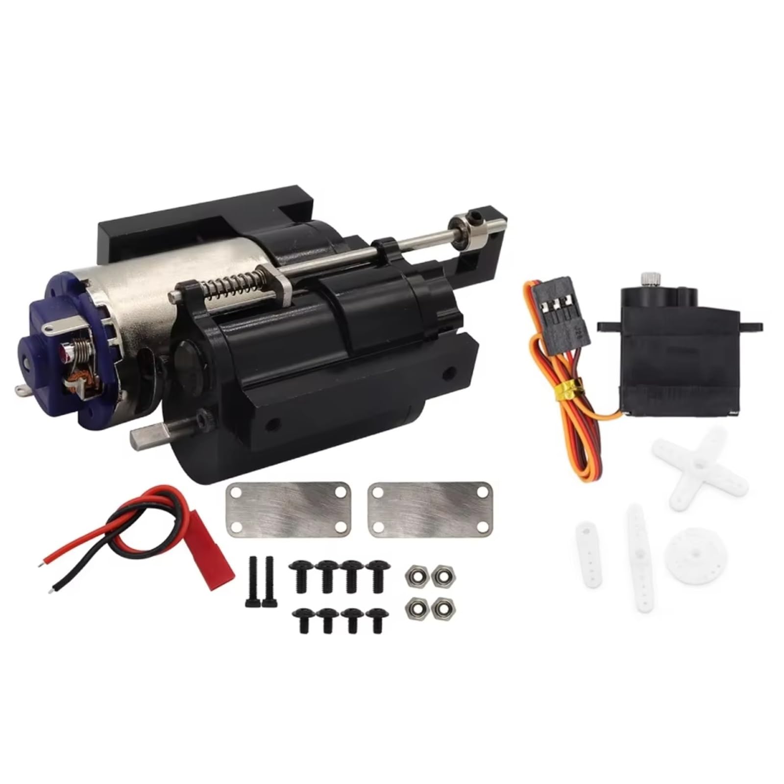 JVRWSC Für MN Für D90 FJ45 MN40 MN45 MN77 MN90 MN91 MN96 MN99 MN99s 1/12 Alle-Metall 2 Geschwindigkeit Übertragung Getriebe RC Auto Upgrades Teile RC Spielzeugautoteile(Black and Servo) von JVRWSC