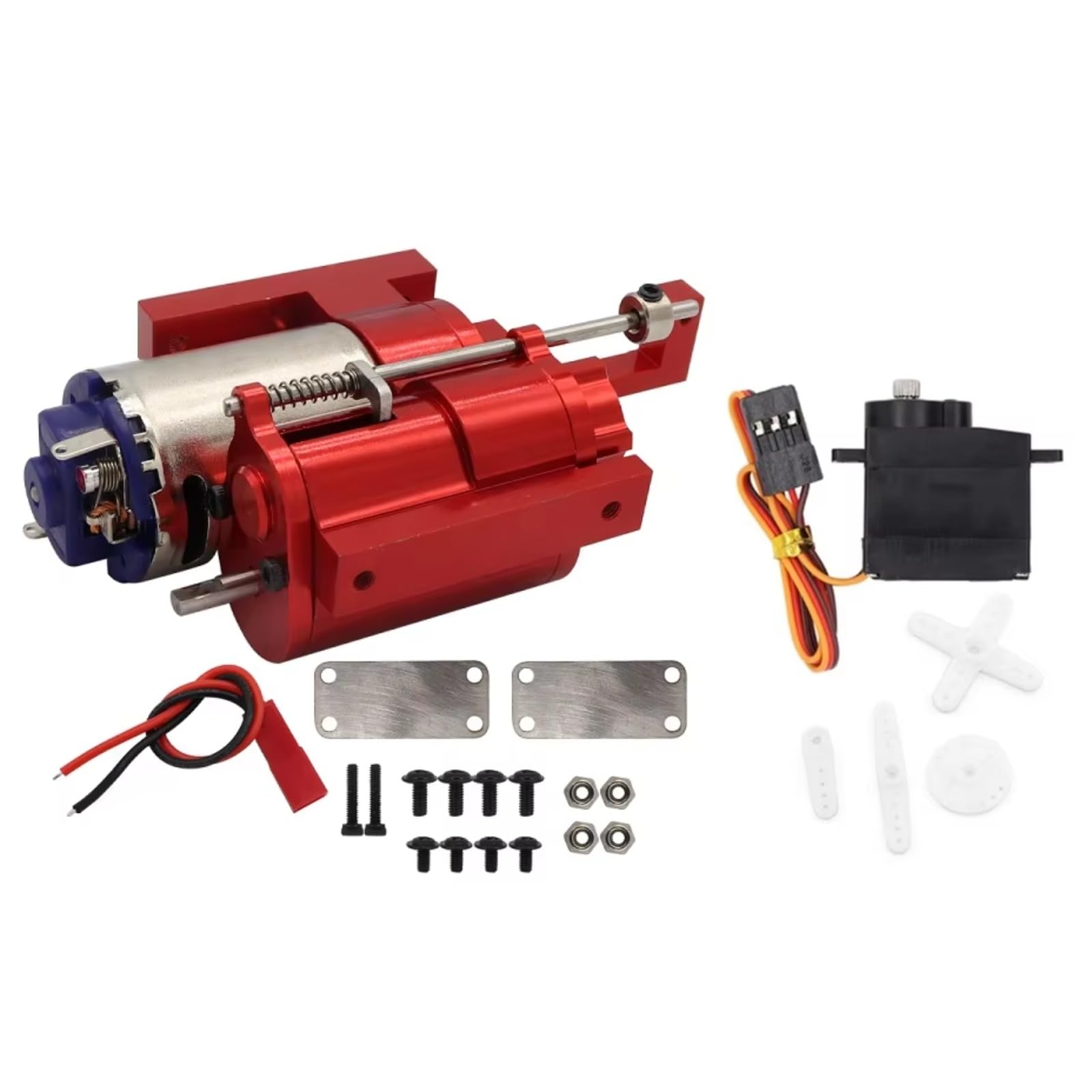 JVRWSC Für MN Für D90 FJ45 MN40 MN45 MN77 MN90 MN91 MN96 MN99 MN99s 1/12 Alle-Metall 2 Geschwindigkeit Übertragung Getriebe RC Auto Upgrades Teile RC Spielzeugautoteile(Red and Servo) von JVRWSC