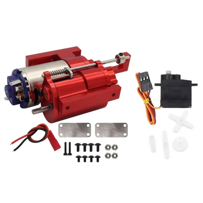 JVRWSC Für MN Für D90 FJ45 MN40 MN45 MN77 MN90 MN91 MN96 MN99 MN99s 1/12 Alle-Metall 2 Geschwindigkeit Übertragung Getriebe RC Auto Upgrades Teile RC Spielzeugautoteile(Red and Servo) von JVRWSC