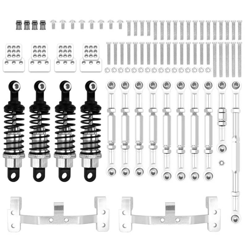 JVRWSC Für MN Für D90 MN91 MN96 MN98 MN99S 1/12 Metall Für Chassis Link Stange Zugstange Halterung Stoßdämpfer Set RC Auto Upgrades Teile Zubehör RC Spielzeugautoteile(Silver) von JVRWSC