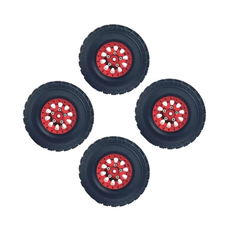 JVRWSC Für MN Für D90 MN99S 4Pcs Metall Beadlock Radnabe Felge Und 71mm Gummi Reifen RC Auto Upgrade Teile RC Spielzeugautoteile(Red) von JVRWSC