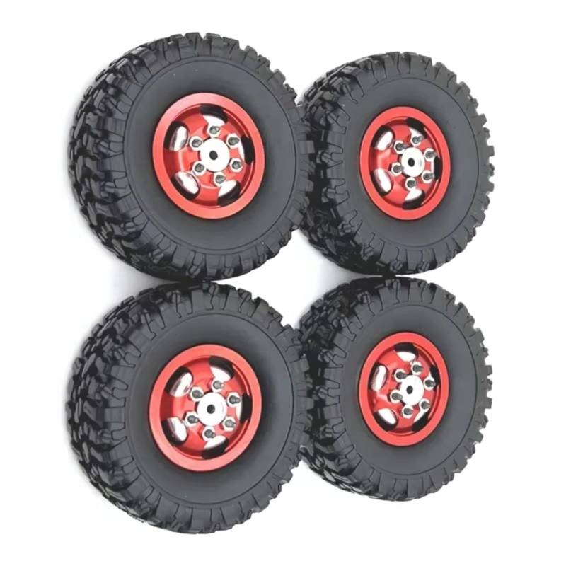 JVRWSC Für MN Für D90 MN99S MN78 MN82 4 Stücke 67mm Metall Felge Gummi Reifen Reifen RC Auto Upgrade Teile RC Spielzeugautoteile(Red) von JVRWSC