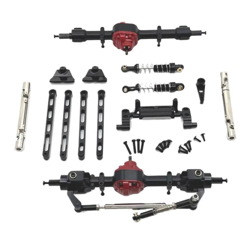 JVRWSC Für MN Für MN82 LC79 MN78 1/12 Metall Vorder- Und Hinterachse Für Chassis Link Stange Zugstange Montieren Stoßdämpfer Set RC Auto Upgrade Teile RC Spielzeugautoteile(Black) von JVRWSC
