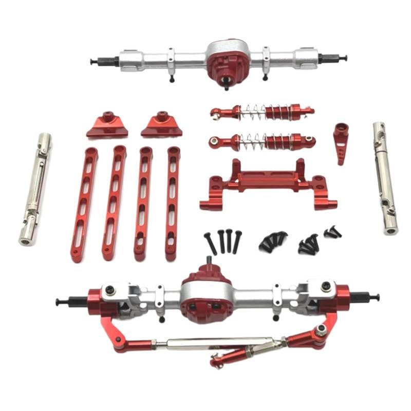 JVRWSC Für MN Für MN82 LC79 MN78 1/12 Metall Vorder- Und Hinterachse Für Chassis Link Stange Zugstange Montieren Stoßdämpfer Set RC Auto Upgrade Teile RC Spielzeugautoteile(Red) von JVRWSC