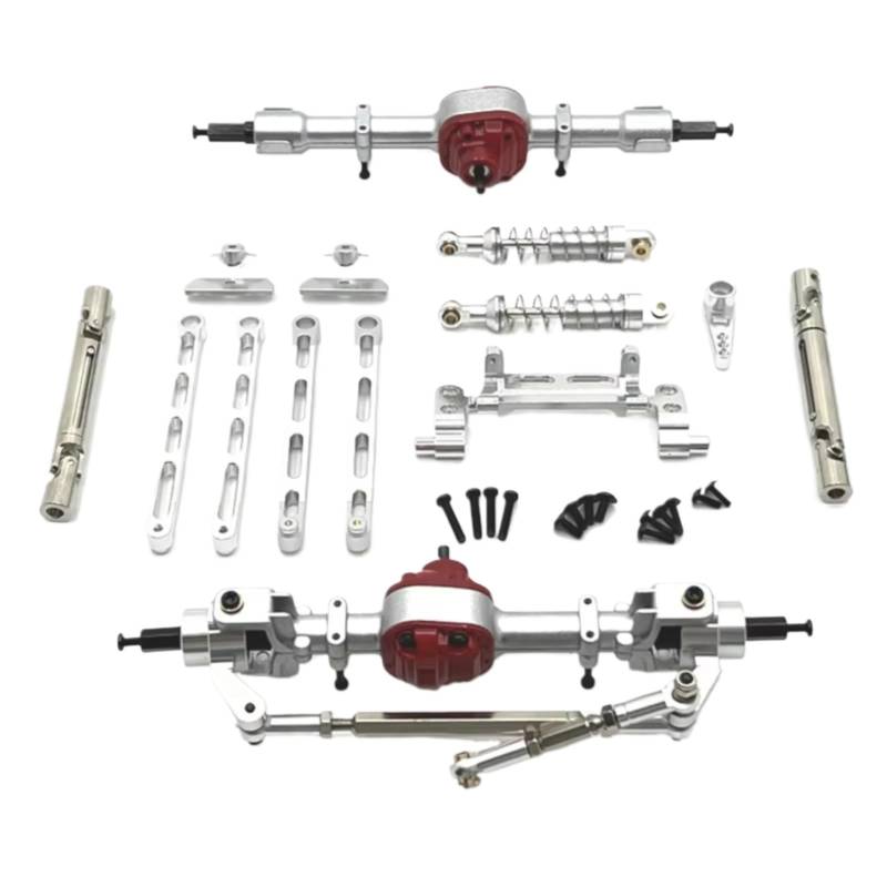 JVRWSC Für MN Für MN82 LC79 MN78 1/12 Metall Vorder- Und Hinterachse Für Chassis Link Stange Zugstange Montieren Stoßdämpfer Set RC Auto Upgrade Teile RC Spielzeugautoteile(Silver) von JVRWSC