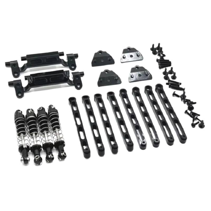 JVRWSC Für MN78 MN168 1/12 Metall Stoßdämpfer Link Stange Servo Halterung Schock Turm RC Auto Upgrades Teile Zubehör RC Spielzeugautoteile(Black) von JVRWSC