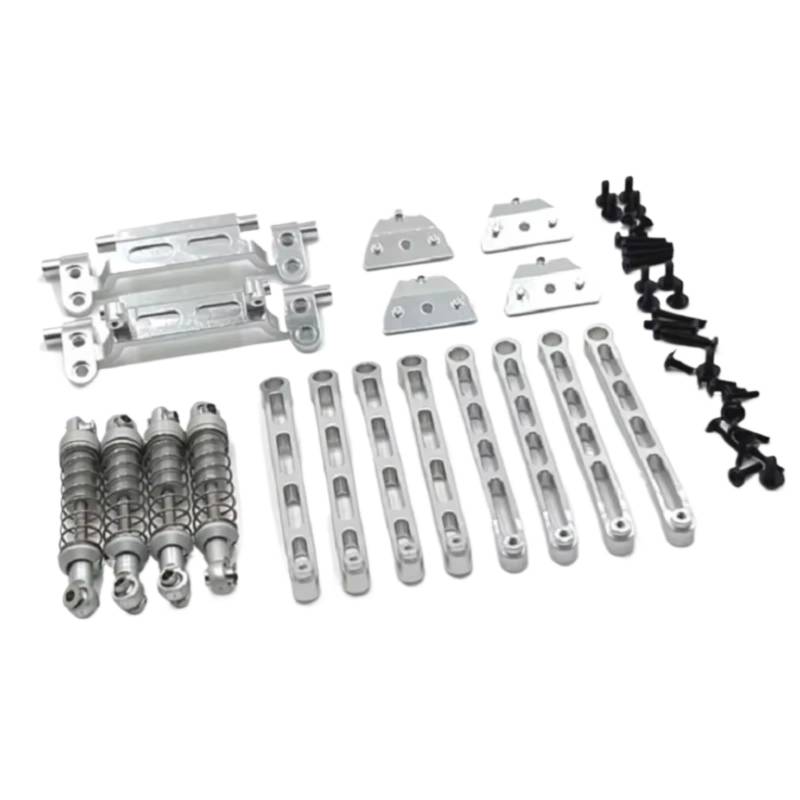 JVRWSC Für MN78 MN168 1/12 Metall Stoßdämpfer Link Stange Servo Halterung Schock Turm RC Auto Upgrades Teile Zubehör RC Spielzeugautoteile(Silver) von JVRWSC
