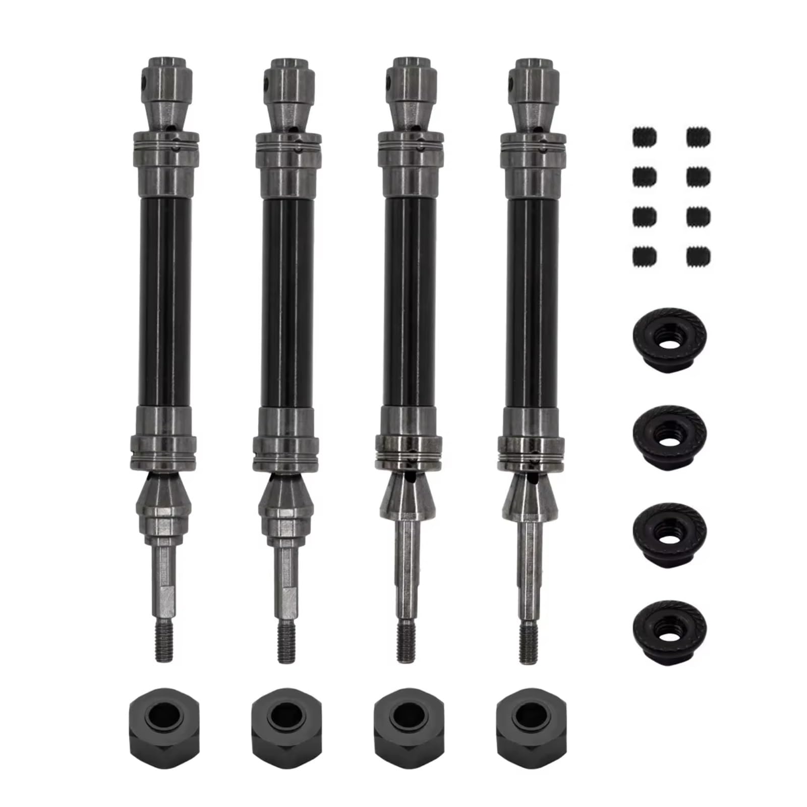 JVRWSC Für Traxxas Für Slash Für Hoss Für Stampede Für Vxl 4X4 1/10 4Pcs Stahl Vordere Und Hintere Antriebswelle Antriebswelle CVD RC Auto Upgrade Teile RC Spielzeugautoteile(Black) von JVRWSC
