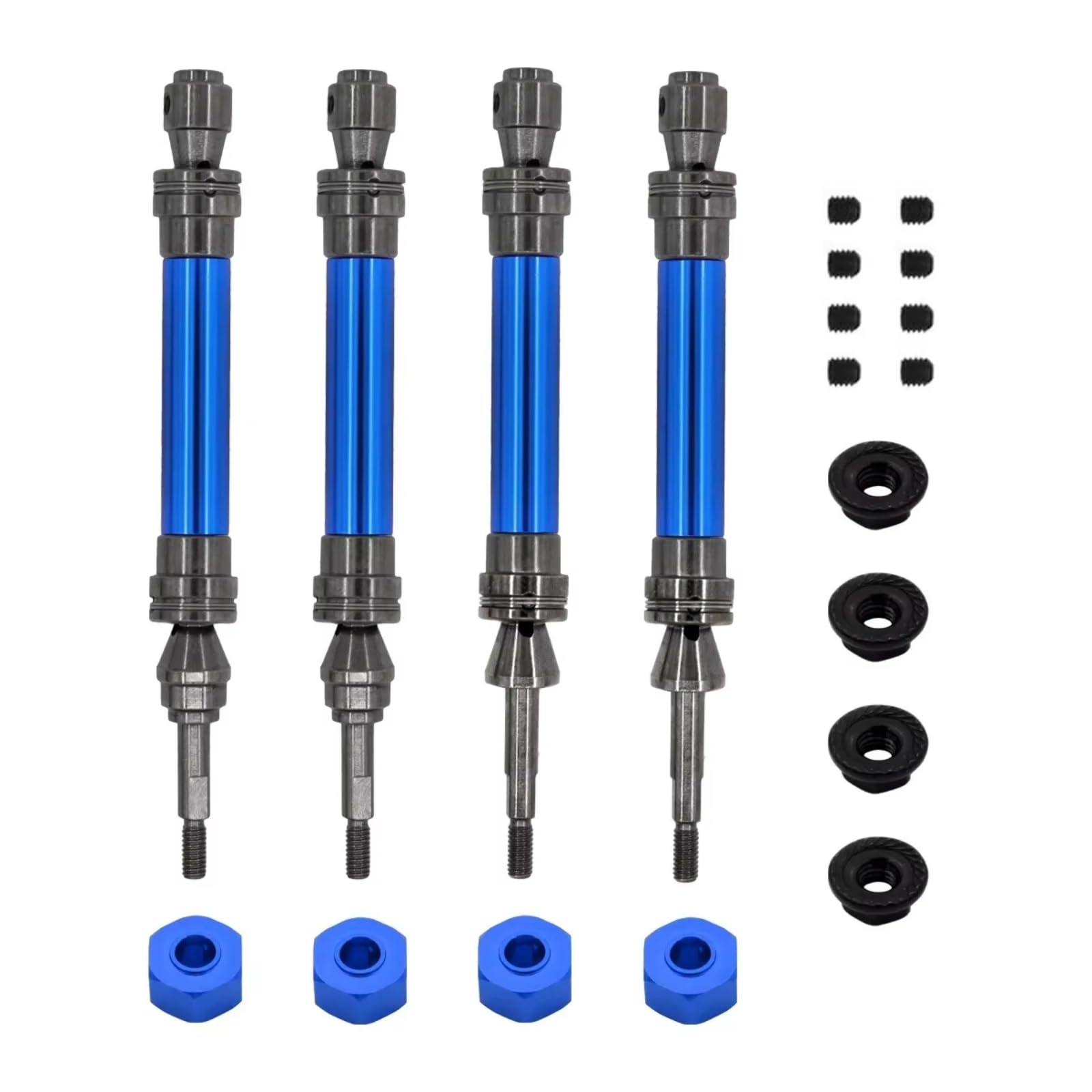 JVRWSC Für Traxxas Für Slash Für Hoss Für Stampede Für Vxl 4X4 1/10 4Pcs Stahl Vordere Und Hintere Antriebswelle Antriebswelle CVD RC Auto Upgrade Teile RC Spielzeugautoteile(Blue) von JVRWSC