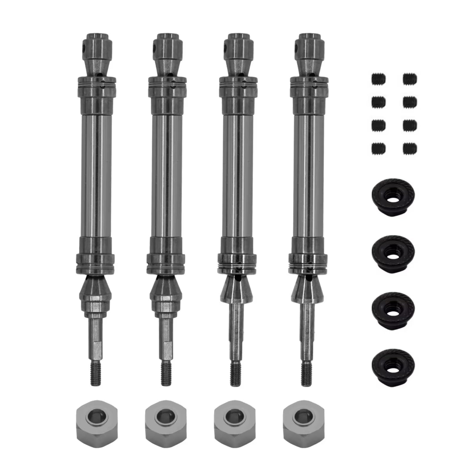 JVRWSC Für Traxxas Für Slash Für Hoss Für Stampede Für Vxl 4X4 1/10 4Pcs Stahl Vordere Und Hintere Antriebswelle Antriebswelle CVD RC Auto Upgrade Teile RC Spielzeugautoteile(Gray) von JVRWSC
