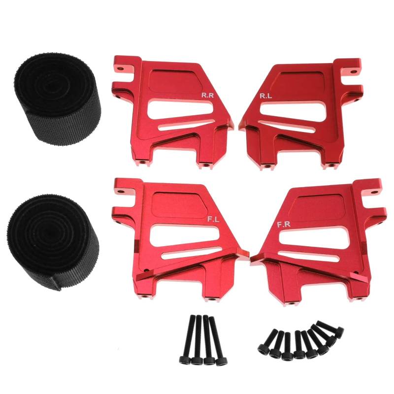 JVRWSC Für Traxxas Für X-MAXX Für 6S 8S 1/5 Metall Hohe Batterie Halter Halterung Halten Unten Mit Batterie Strap RC Auto Upgrade Teile Zubehör RC Spielzeugautoteile(Red) von JVRWSC