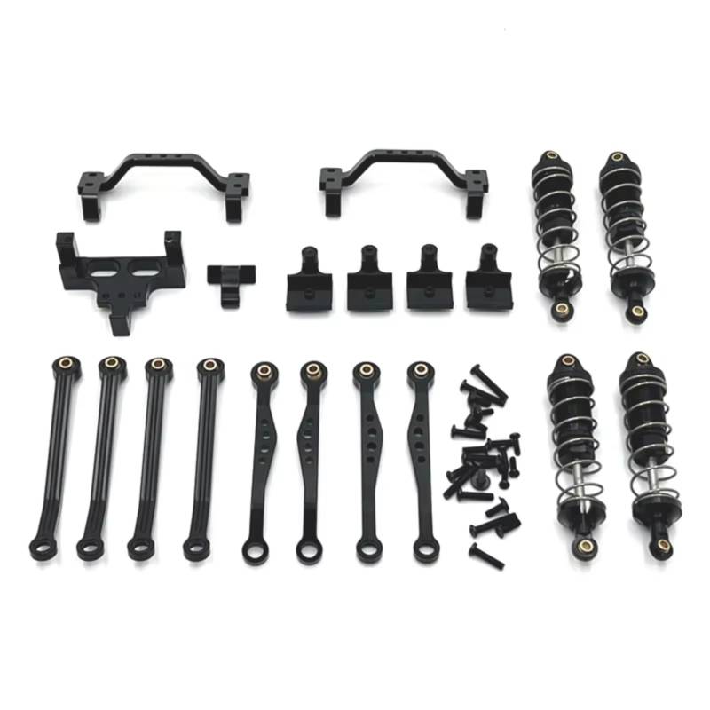 JVRWSC Für WPL Für 1/16 C64 C64-1 Für 1/10 C74-1 Metall Stoßdämpfer Für Chassis Link Stange Zugstange Montieren Shock Mount Set RC Auto Upgrade Teile RC Spielzeugautoteile(Black) von JVRWSC