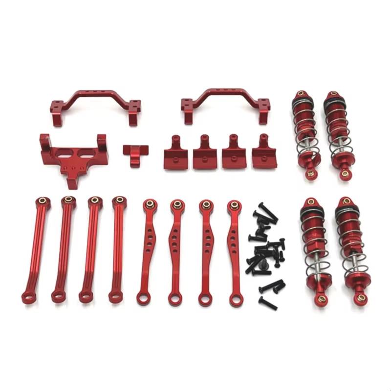 JVRWSC Für WPL Für 1/16 C64 C64-1 Für 1/10 C74-1 Metall Stoßdämpfer Für Chassis Link Stange Zugstange Montieren Shock Mount Set RC Auto Upgrade Teile RC Spielzeugautoteile(Red) von JVRWSC