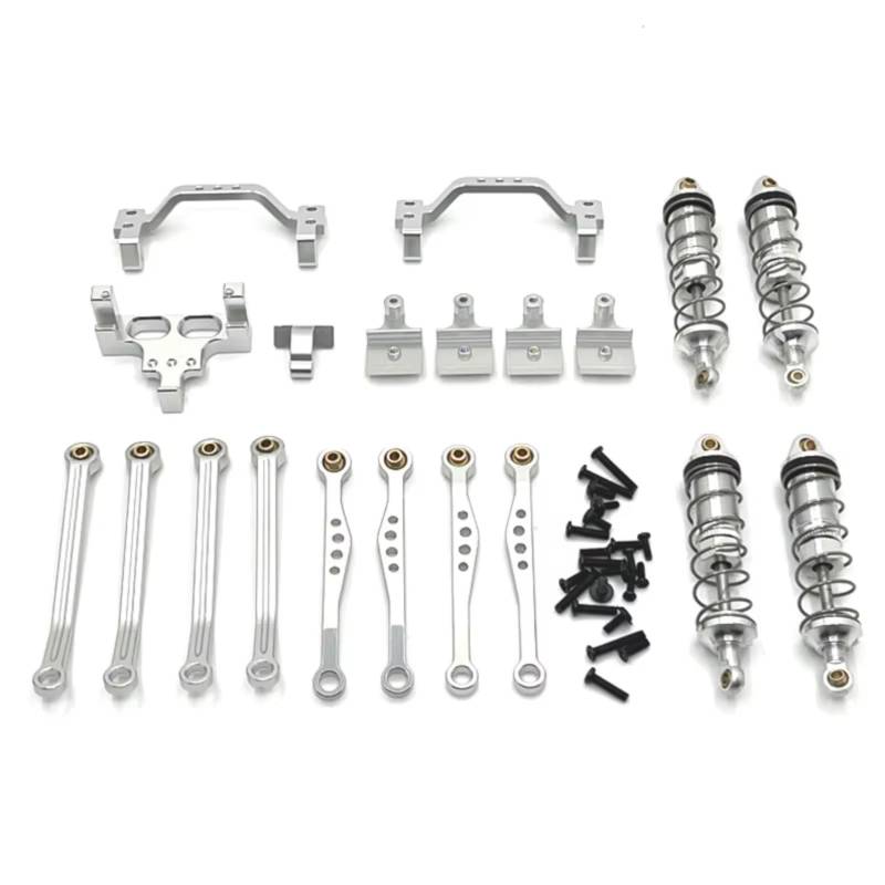 JVRWSC Für WPL Für 1/16 C64 C64-1 Für 1/10 C74-1 Metall Stoßdämpfer Für Chassis Link Stange Zugstange Montieren Shock Mount Set RC Auto Upgrade Teile RC Spielzeugautoteile(Silver) von JVRWSC